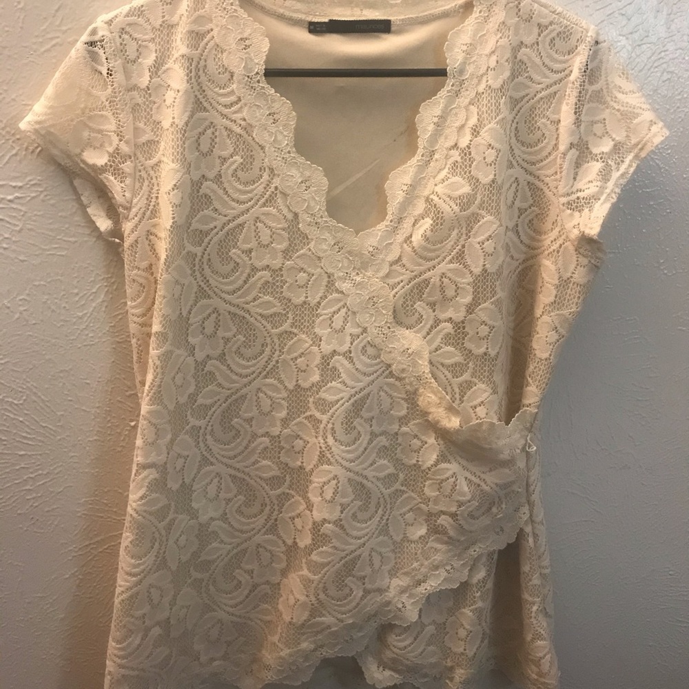 Cream Lace T shirt